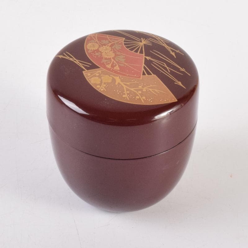 茶道具　輪島塗　立野彩海作　扇面蒔絵　棗　共箱　V　7160