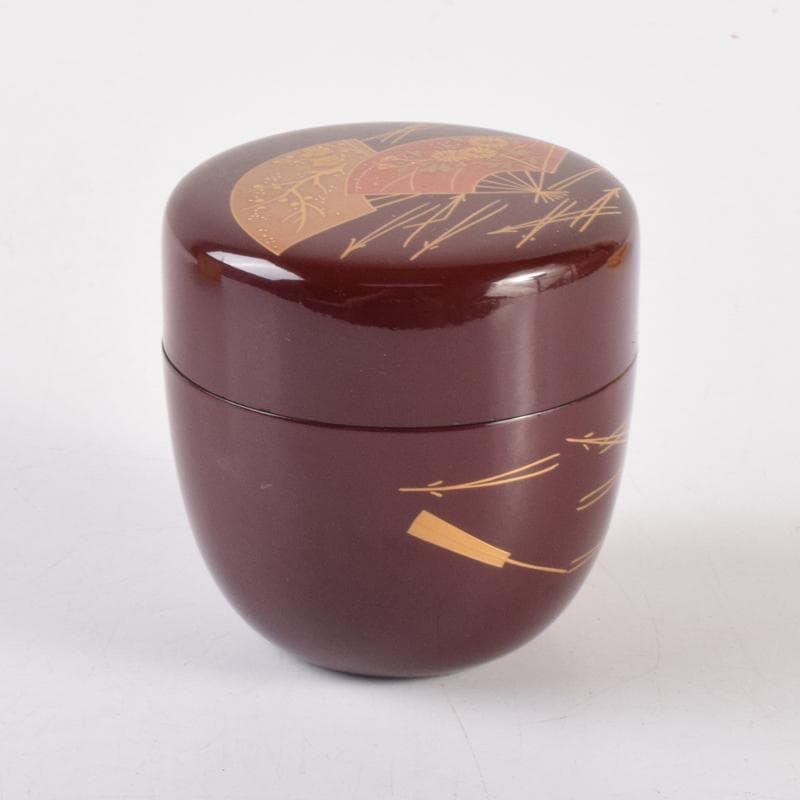 茶道具　輪島塗　立野彩海作　扇面蒔絵　棗　共箱　V　7160