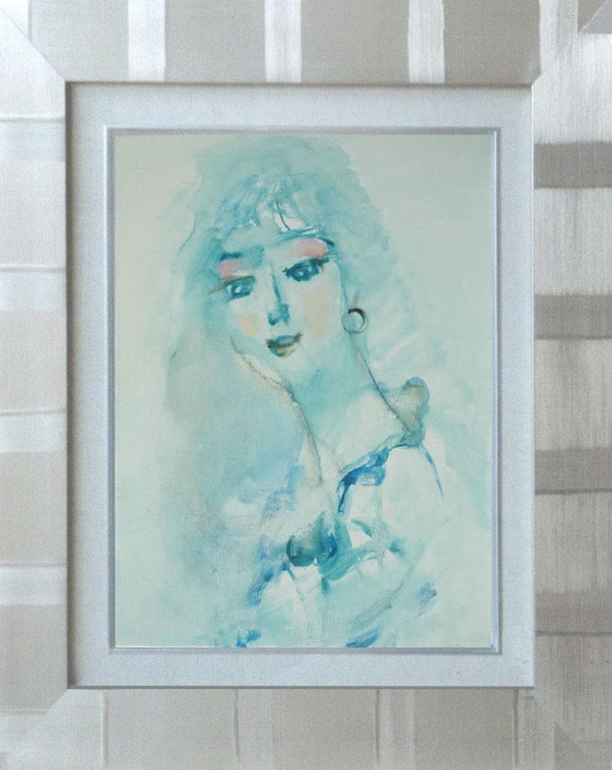 油絵 菅家令子 絵 絵画 インテリア 額付(白) F6-080112 人物 女性