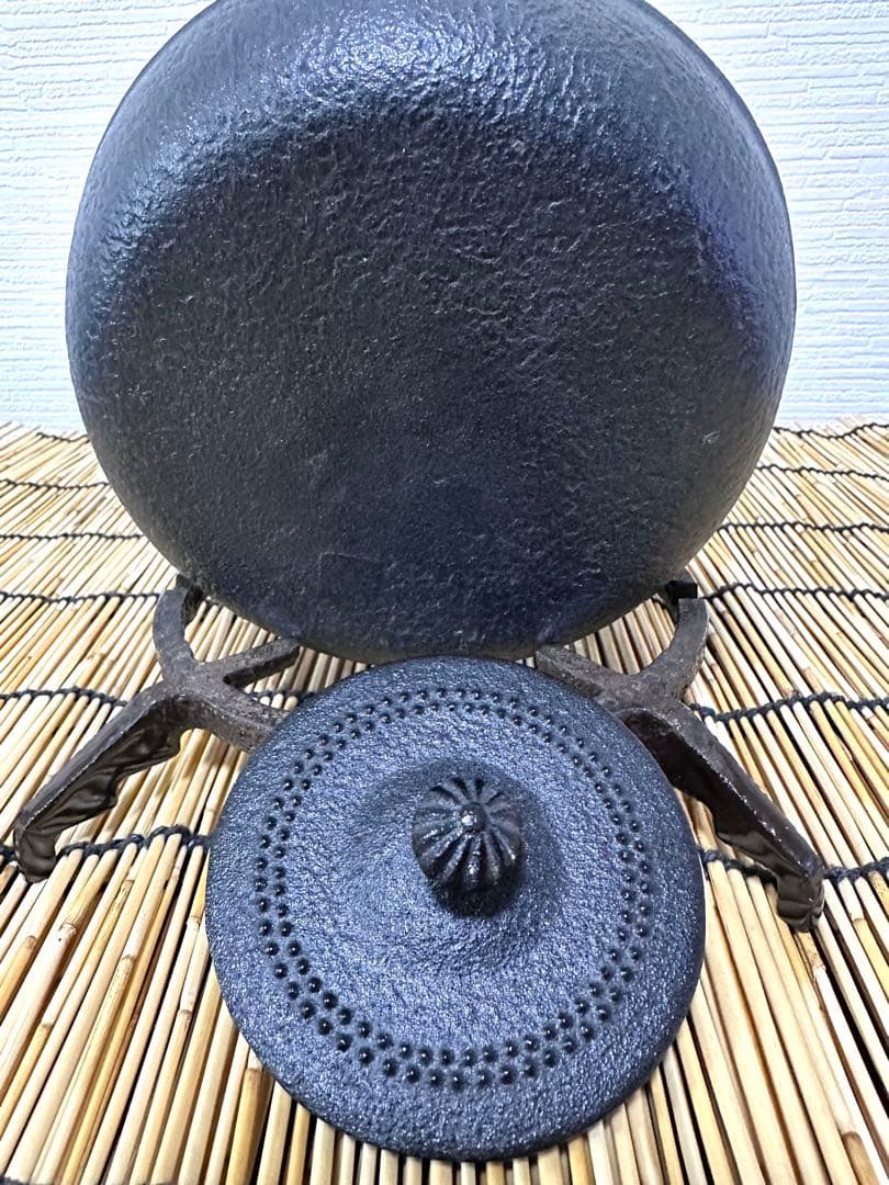 未使用、供箱、栞付 南部盛栄堂販売 12型 平成丸アラレ 南部鉄瓶