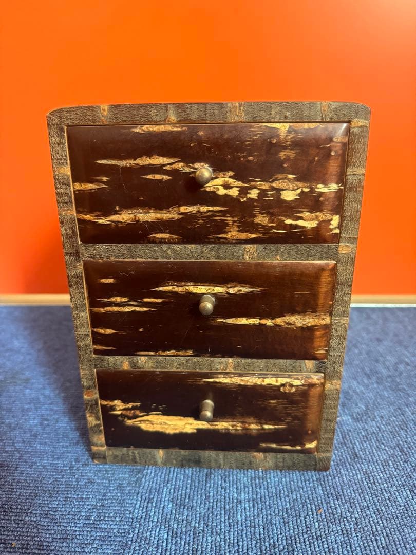 1956 桜皮細工 樺細工 引き出し3段 未使用