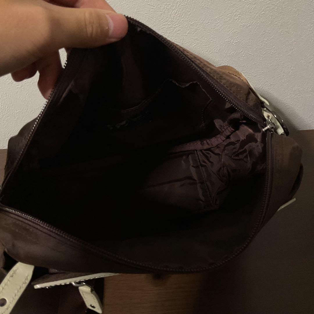 こん 未使用品 美品 アニエスベー レザー×ナイロン ロゴ ショルダー⑤