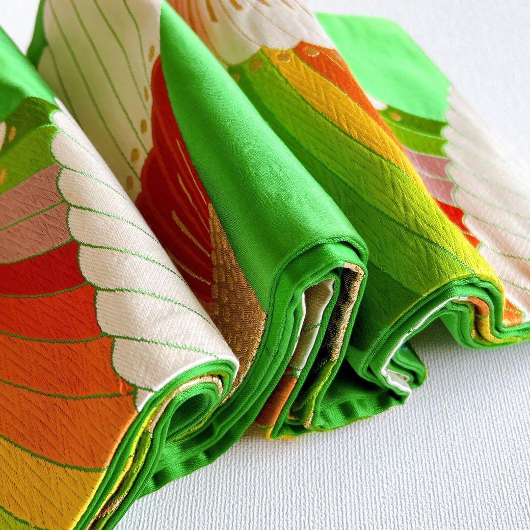 七五三　7歳　女の子　着物フルセット　小物セット　オレンジ　金糸　5231