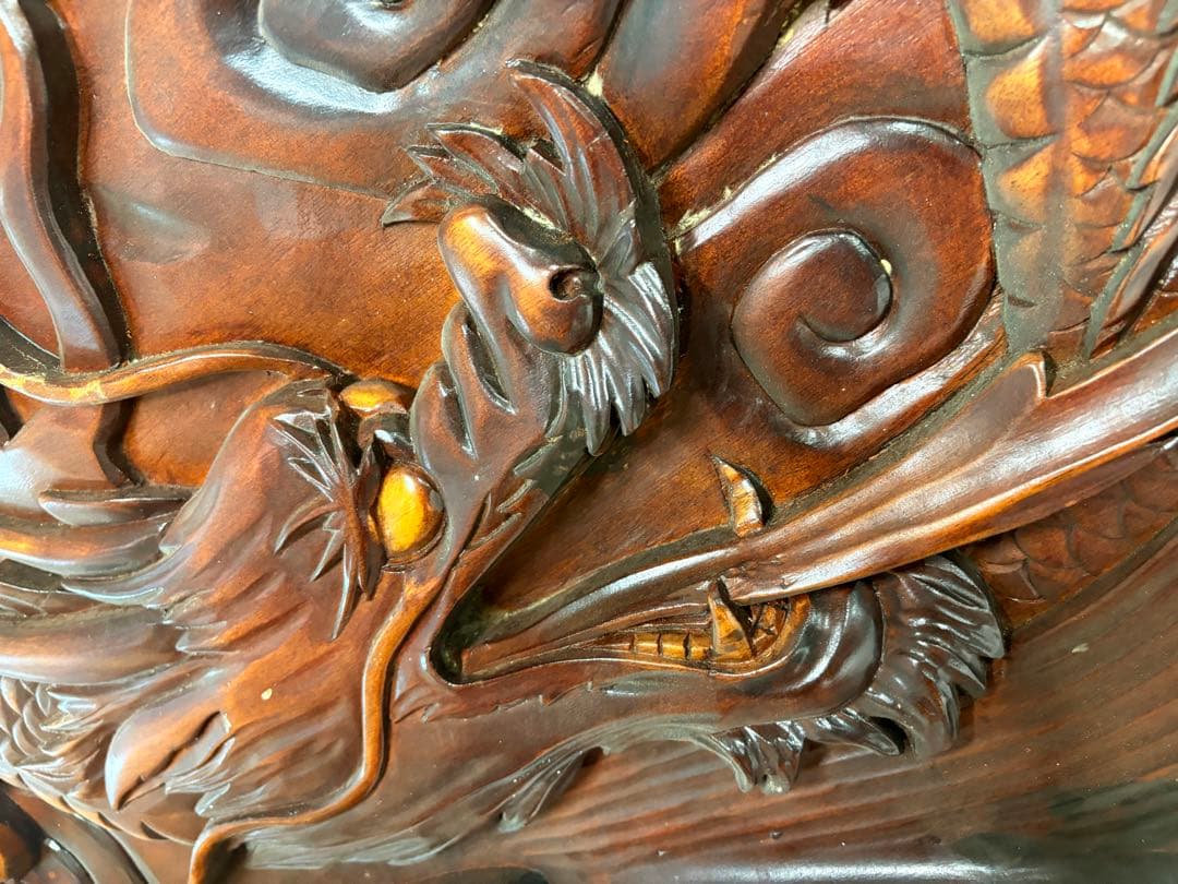 欄間 額 龍 厚彫 彫刻 アンティーク 骨董