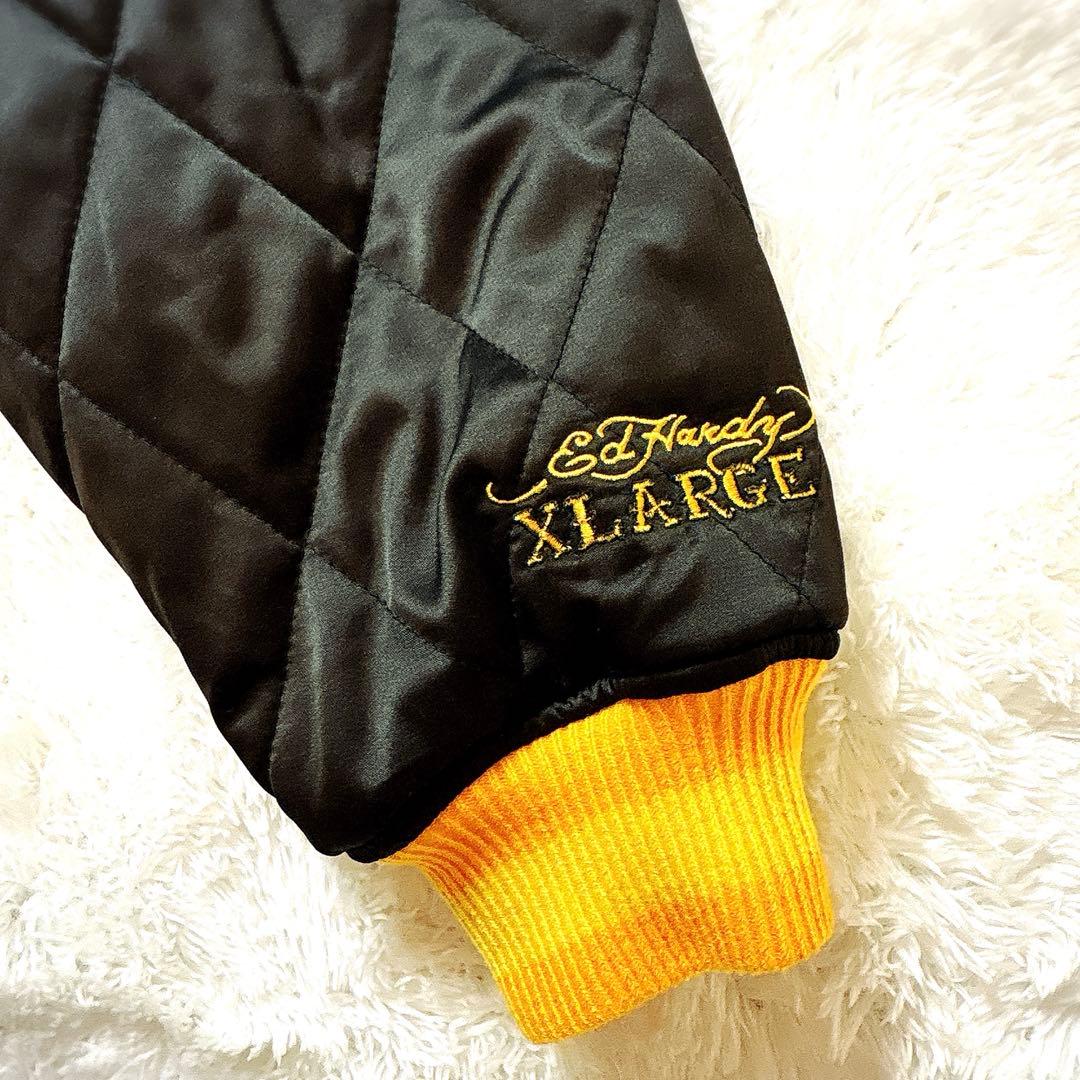XLARGE × Ed Hardy コラボ ジャケット 刺繍 スカル ブラック