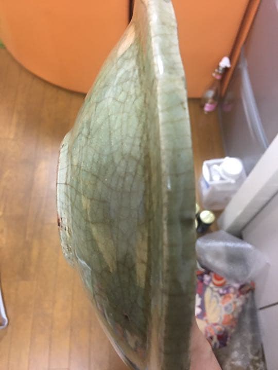 明代 龍泉窯大皿 青瓷 中国 古美術