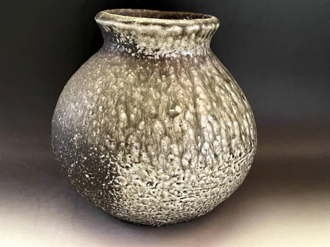 壷□古信楽灰被窯変瓶 古壺 灰釉涙艮 土