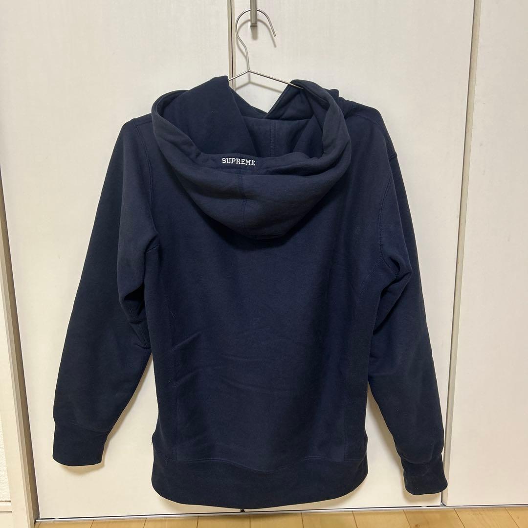 Supreme フード付きパーカー ネイビー Sロゴ