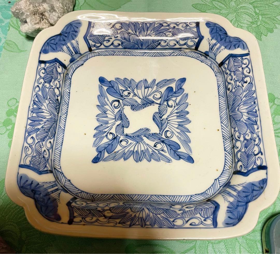 江戸期　古伊万里　染付　変形角皿　飾り皿