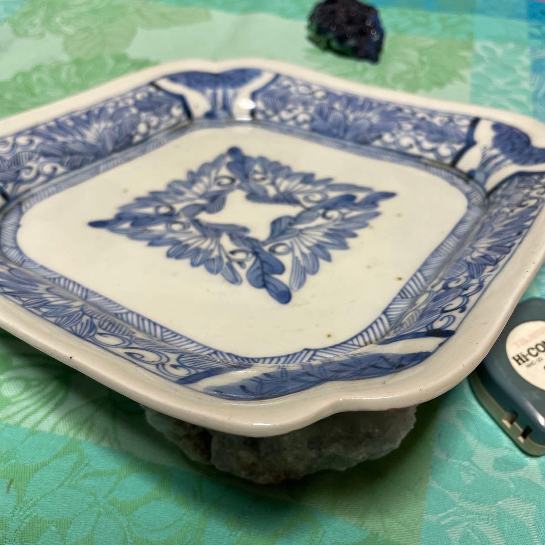 江戸期　古伊万里　染付　変形角皿　飾り皿