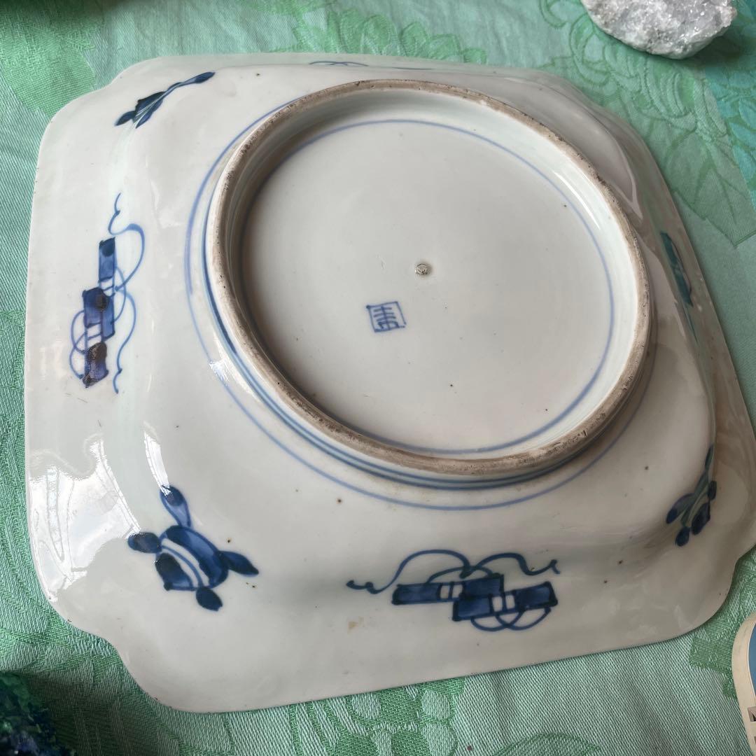 江戸期　古伊万里　染付　変形角皿　飾り皿