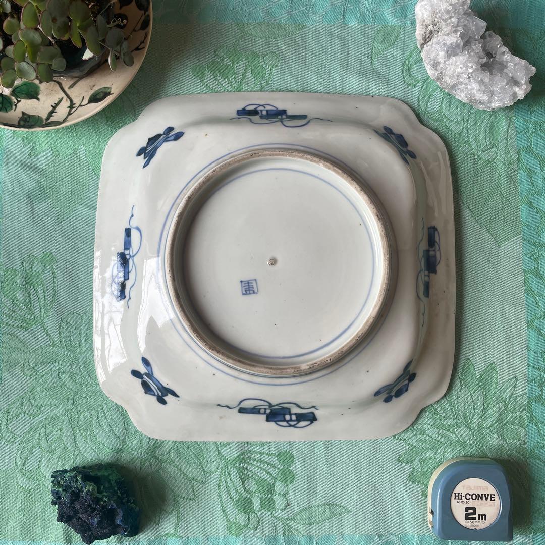 江戸期　古伊万里　染付　変形角皿　飾り皿