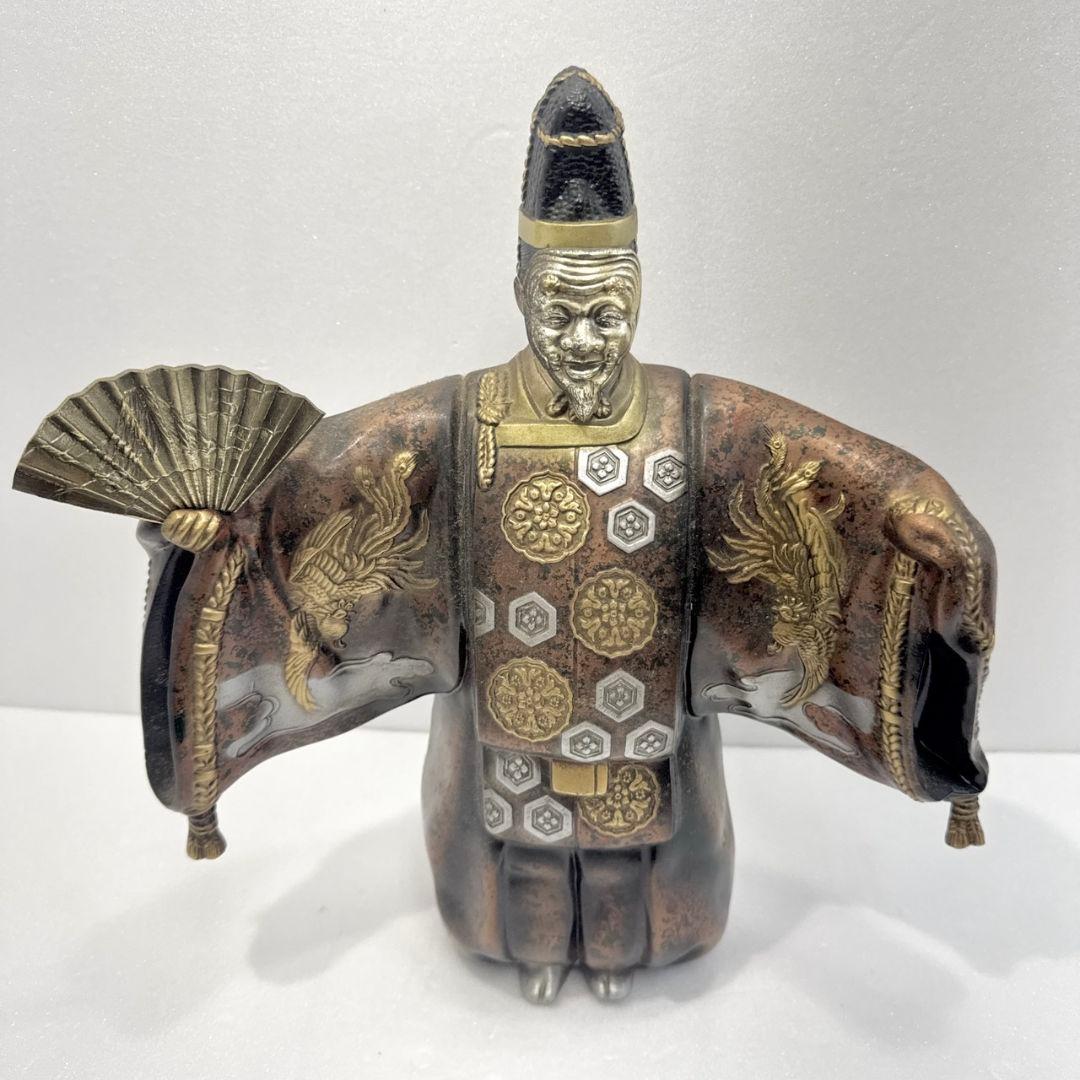 能面人形 置物 縁起物 翁 能楽 能舞 金属工芸 美術 レトロ 和風置物