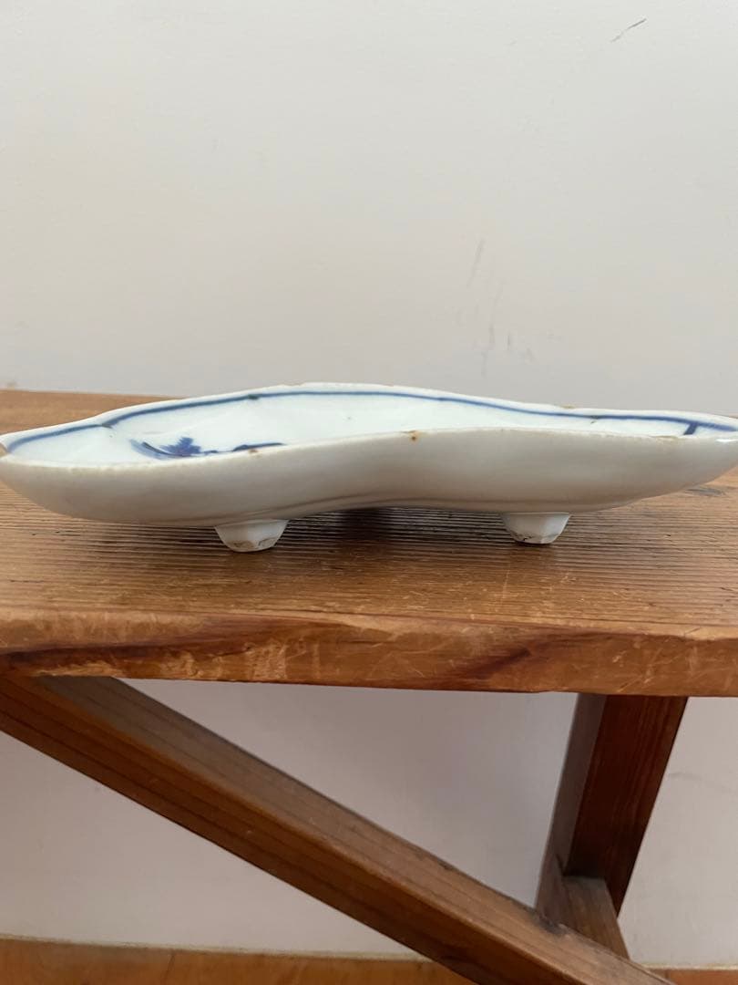 染付　松葉型　皿　金継ぎ　古物　古道具