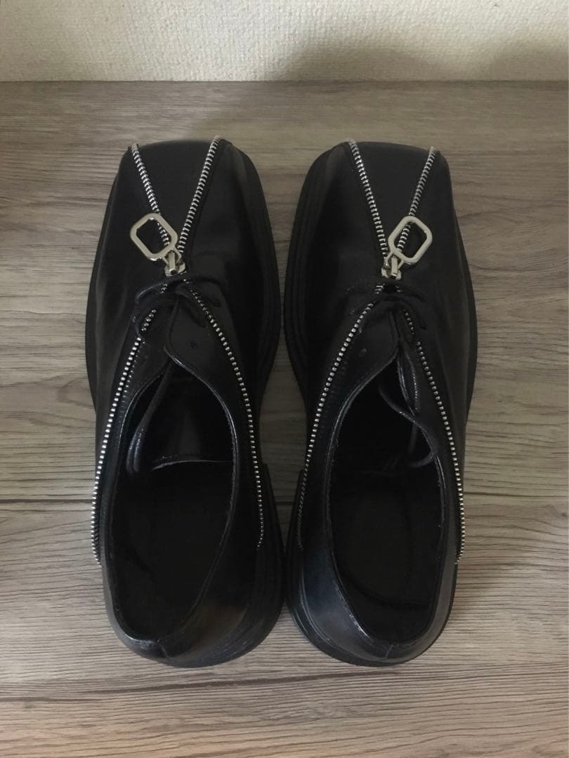 shoowtime ジップデザインスクエアトゥホールシューズ