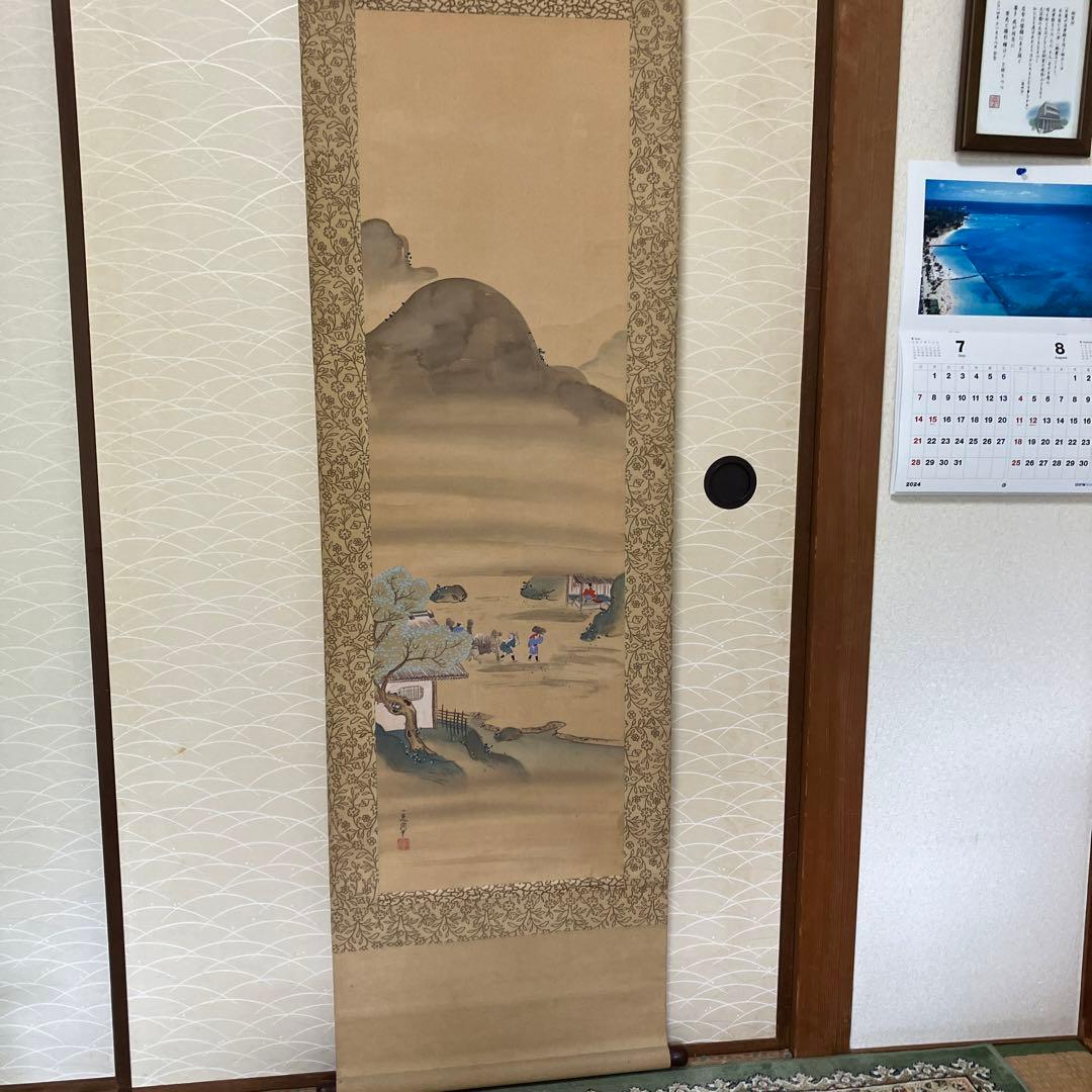 掛軸 一蕙斎人物風景双幅