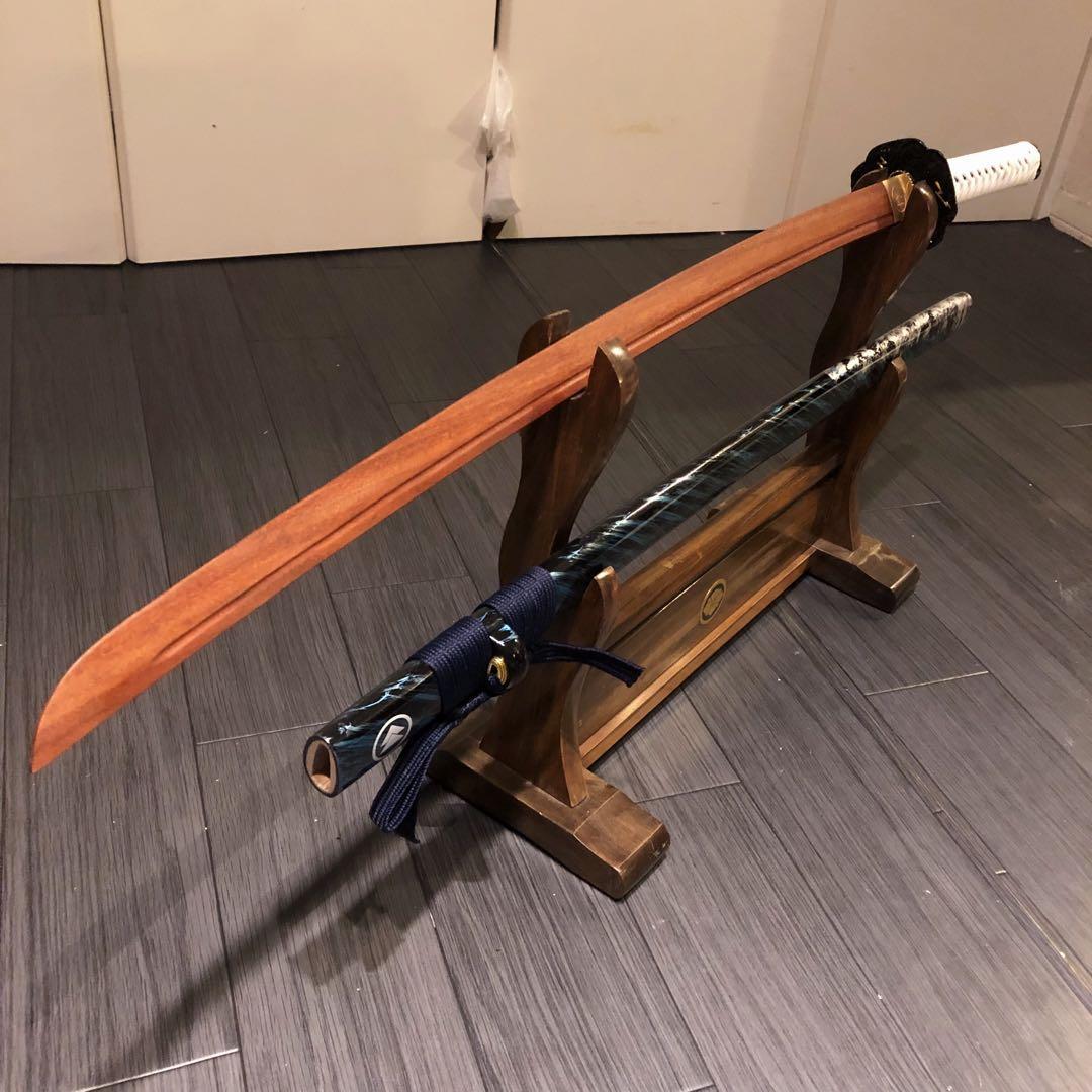 美品　高級模造刀　ローズウッド　木刀　鞘付き木刀　拵え　高級居合刀　白拵え