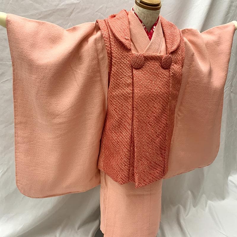 510ag26□七五三 三歳 女児 着物&被布＆長襦袢 作家物 色無地□美品