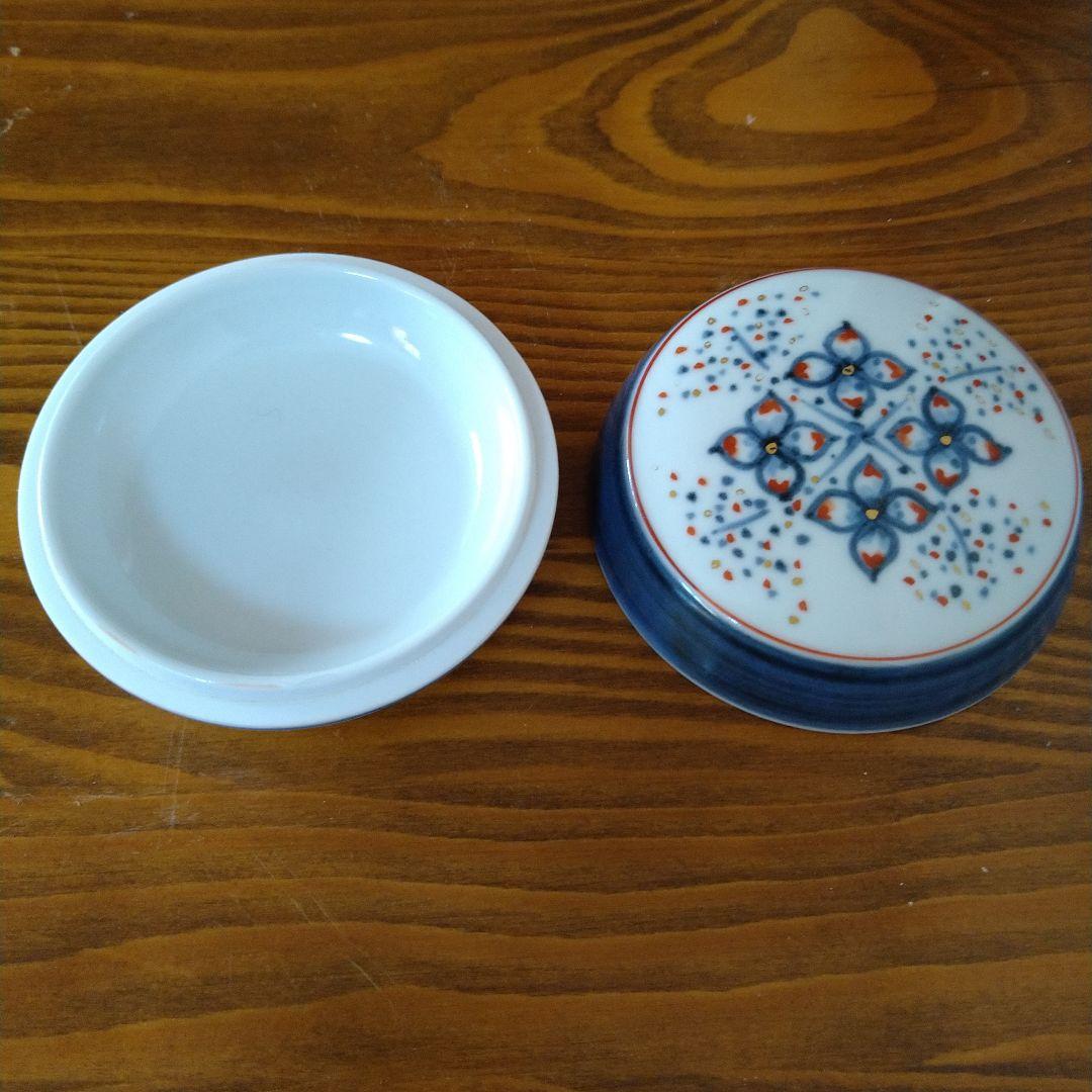 松風栄一 香合染付 茶道具 木箱