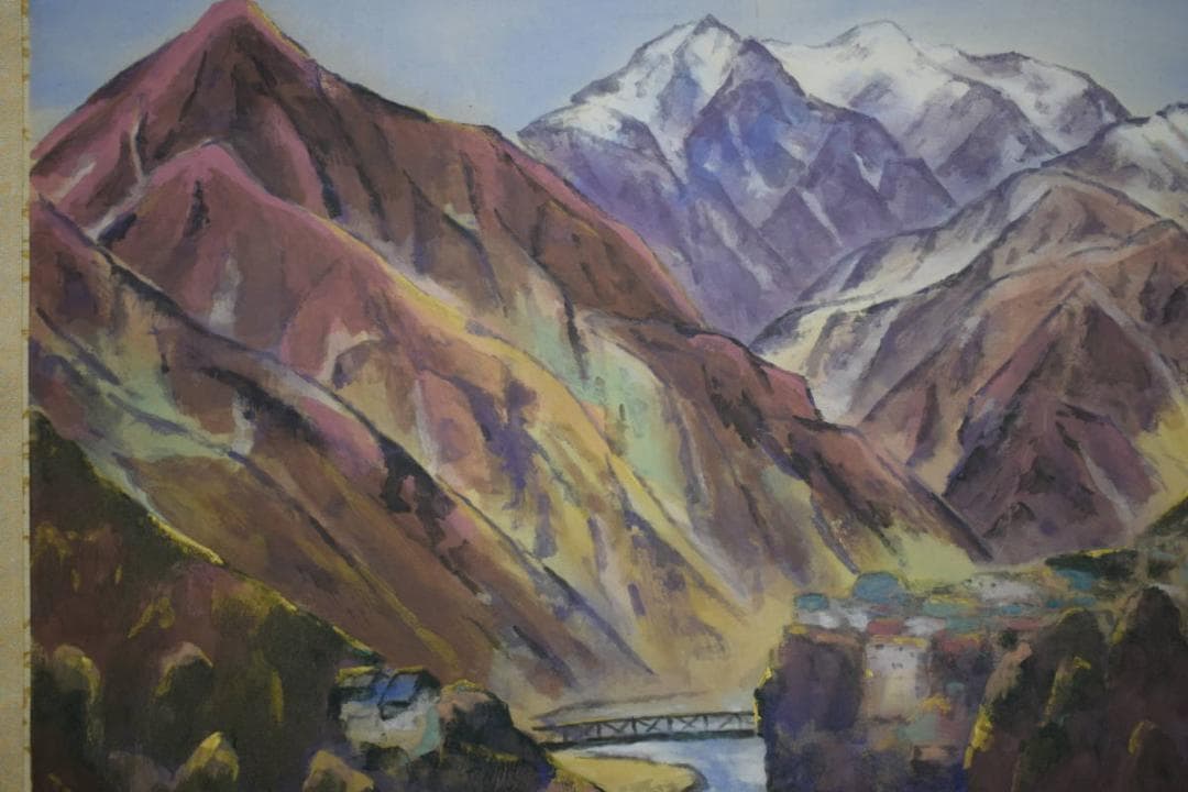 真作/浜孤嘯/木曽路図/横物/桐共箱太巻二重箱付/布袋屋掛軸HG-540