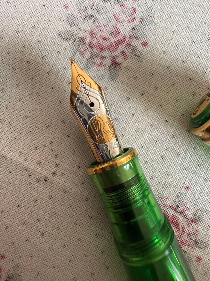 ペリカン万年筆M800、初期型グリーン透明、W-Germ any製 ペリカン