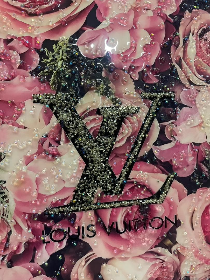 水晶絵　アートパネル　オマージュアート　ブランド　バラ　ローズ　絵画　絵　壁掛け