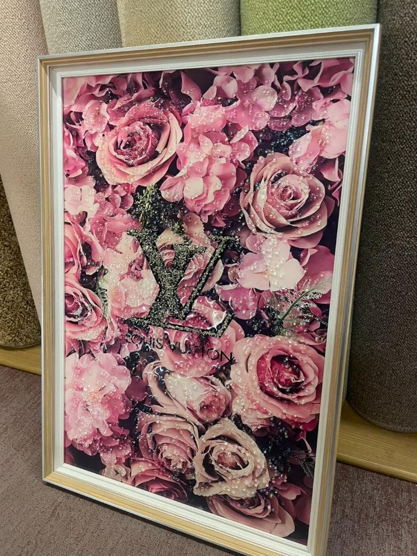 水晶絵　アートパネル　オマージュアート　ブランド　バラ　ローズ　絵画　絵　壁掛け