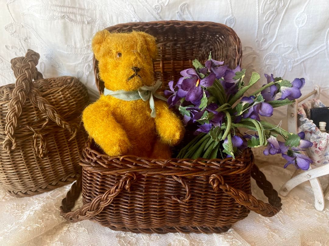 小さなイエローくまちゃん テディベア　フランスヴィンテージ アンティーク