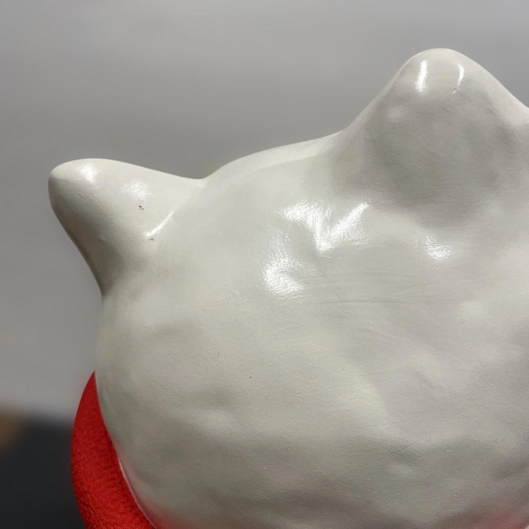 陶器 招き猫 置物 福よ来い 高さ約34cm レトロな工芸品 コレクション