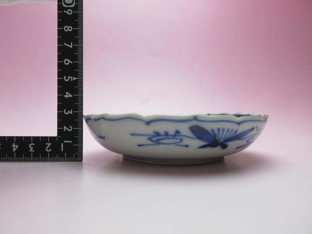 時代物 角富 花草紋 色絵 錦手 小皿 10客 MO70115