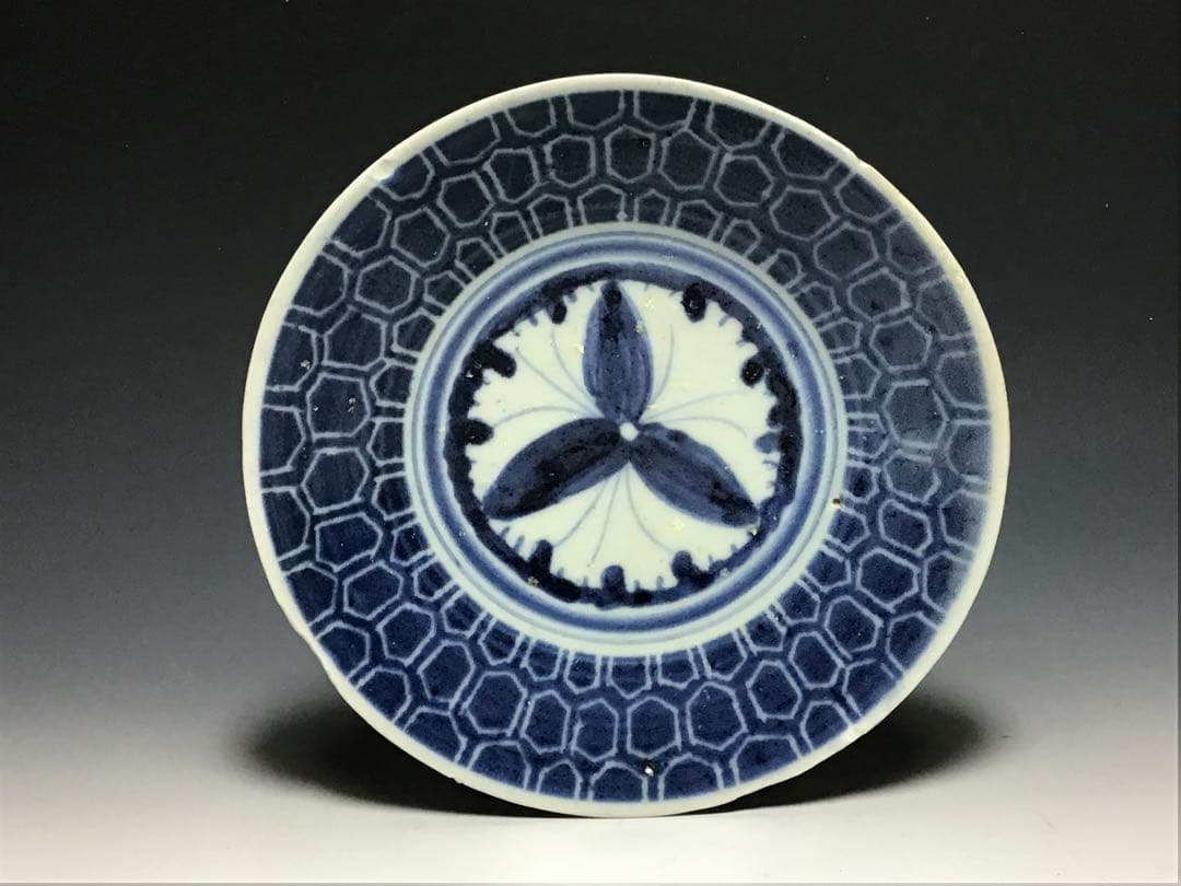 古九谷若杉窯染付左若鑑賞陶器古染付アンティーク九谷焼蔵出し1客