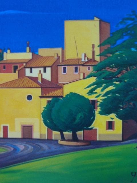 山内滋夫、【カーズヌーブの午後】、希少な画集画、新品高級額・額装付、状態良好