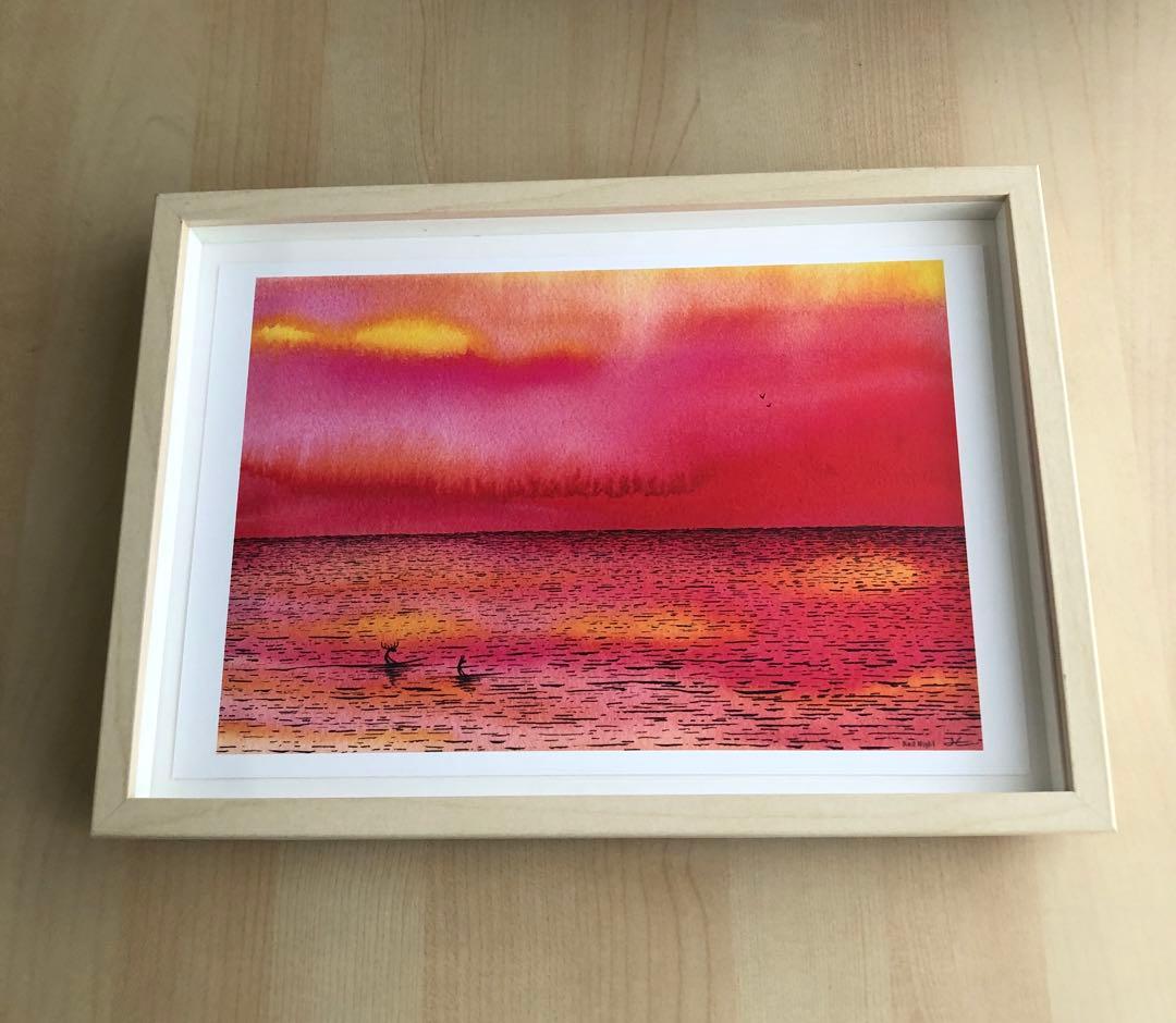 PK額装品 2 ジョナスクレアッソン 貴重イラスト A4額入り ポスター風