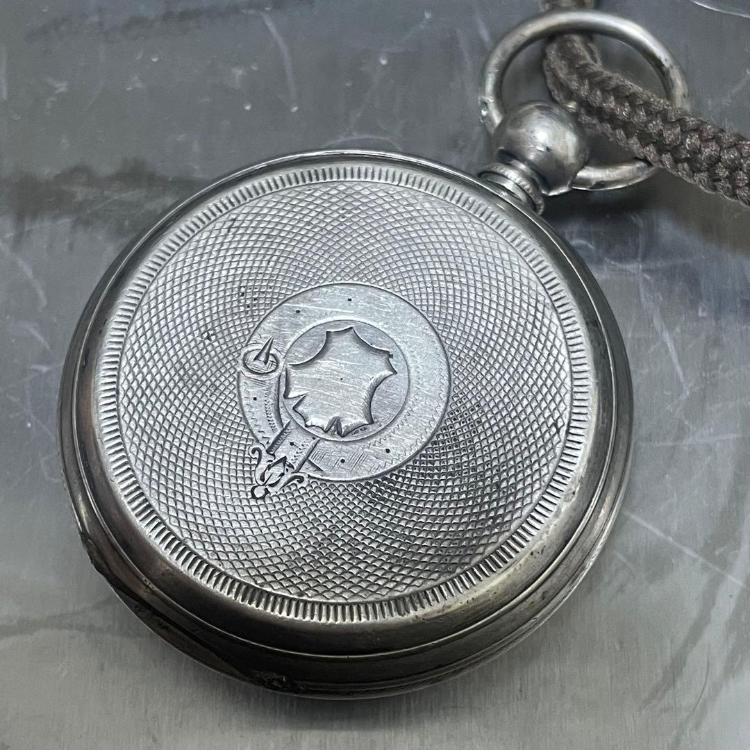 アンティーク 銀無垢 FINE SILVER 鍵巻き懐中時計 ジャンク