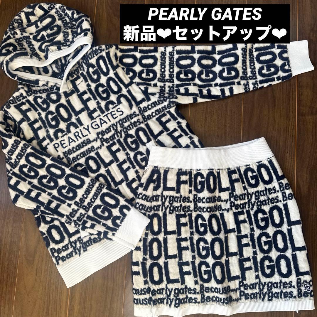新品♪96.800円PEARLY GATES フードニットパーカー＆スカート Ｌ