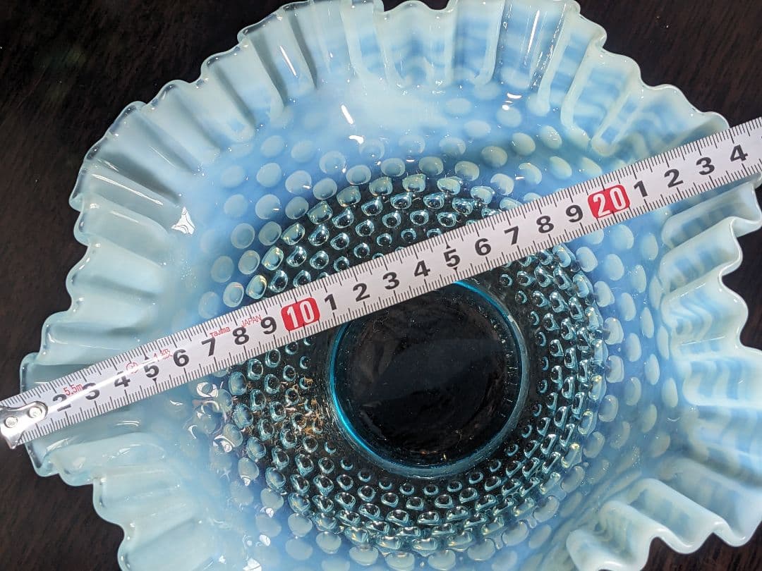 フェントン ブルーオパルセント ホブネイル ラージフリルボウル お