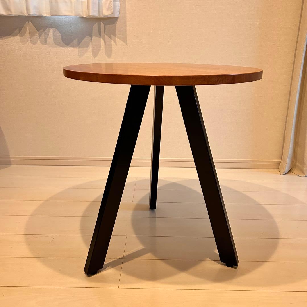 KANADEMONO ラウンドテーブル　直径65cm 3本脚　天板ブラウン