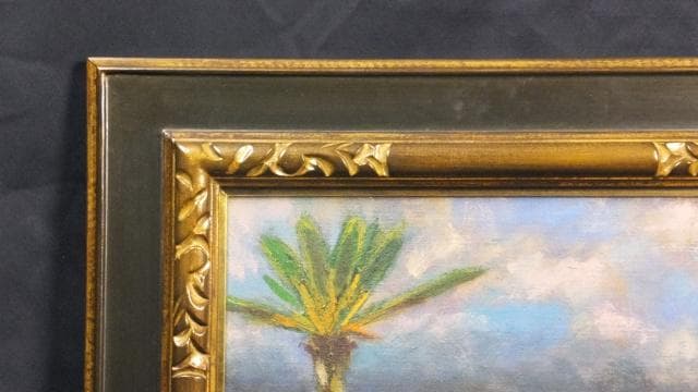 一枚の絵取扱作品 堀田高 直筆サイン『南仏カーニュにてアンチーブ』油彩