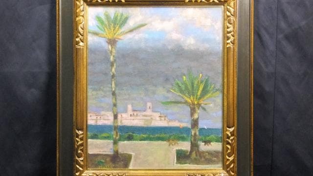 一枚の絵取扱作品 堀田高 直筆サイン『南仏カーニュにてアンチーブ』油彩