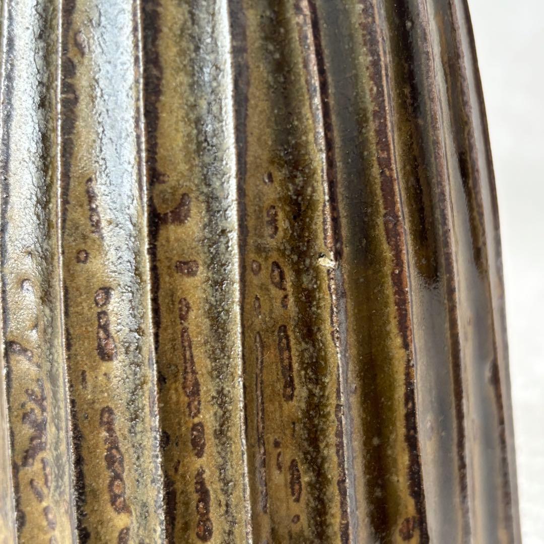 【灰釉 鎬手瓶 市野茂良】花瓶 花入れ