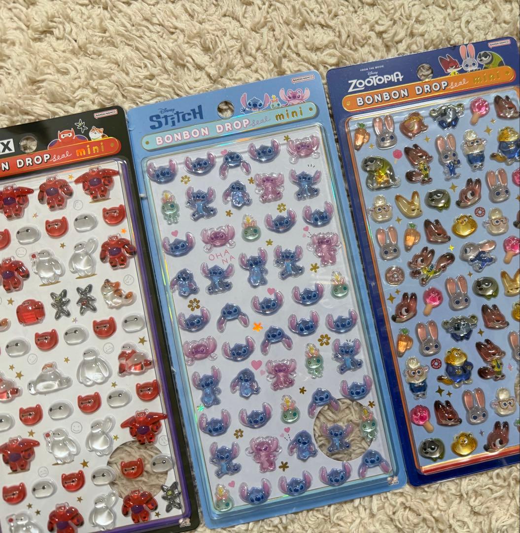 ボンボンドロップシール mini セット ズートピア、スティッチ、ベイ