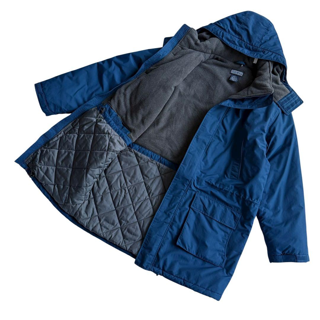 ランズエンド 中綿ジャケット コート 青 USA ビンテージ フード付 00s