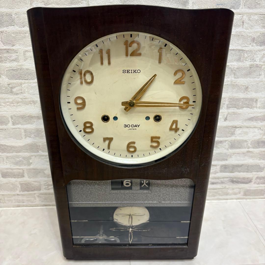SEIKO 精工 30DAY 振り子時計 ゼンマイ式 昭和レトロ SEIKO精工30DAY 振り子時計ゼンマイ掛け時計柱時計ボンボン時計昭和