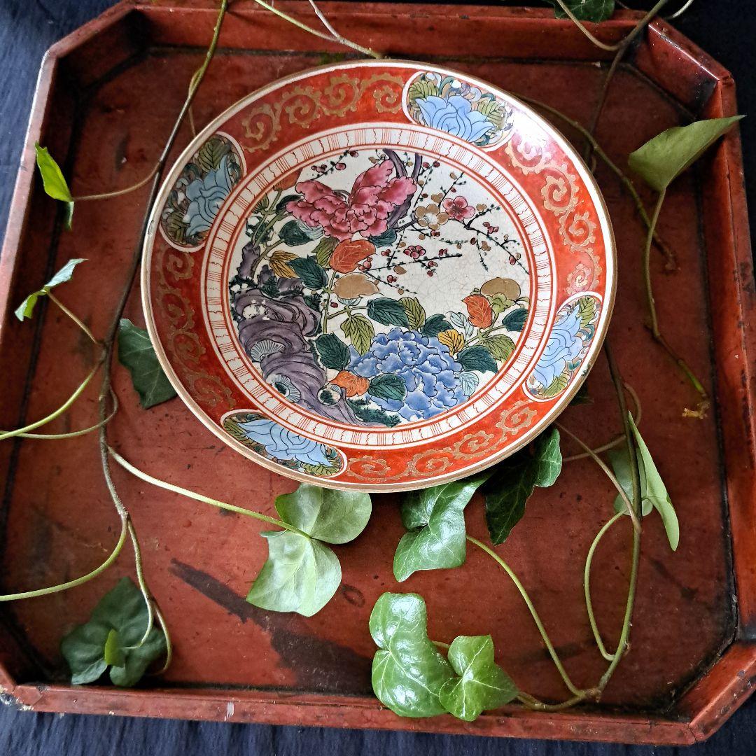 華やかに、九谷の皿を食卓に」 九谷焼色絵皿(直径21cm) 2客セット 骨董