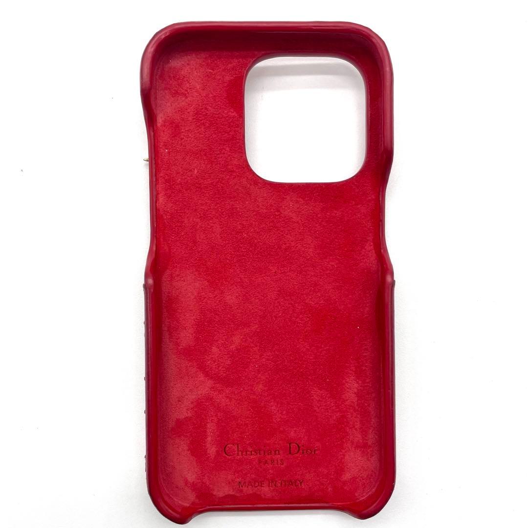 ディオール iPhone14proケース カナージュ ラムスキン ストロベリー
