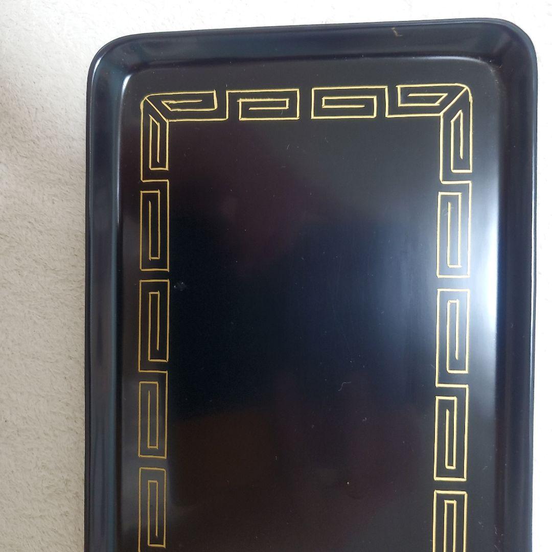 輪島塗 皿 黒色 金色模様