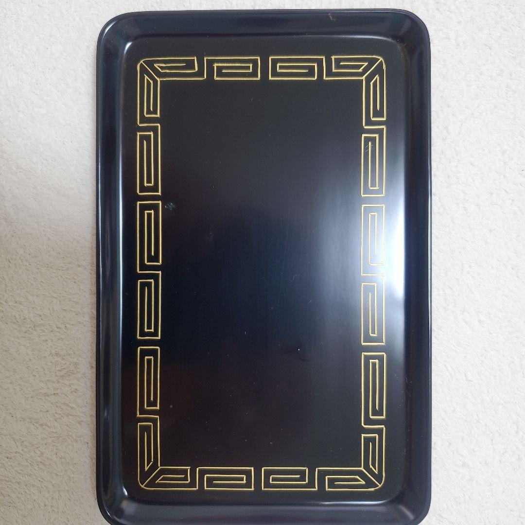 輪島塗 皿 黒色 金色模様