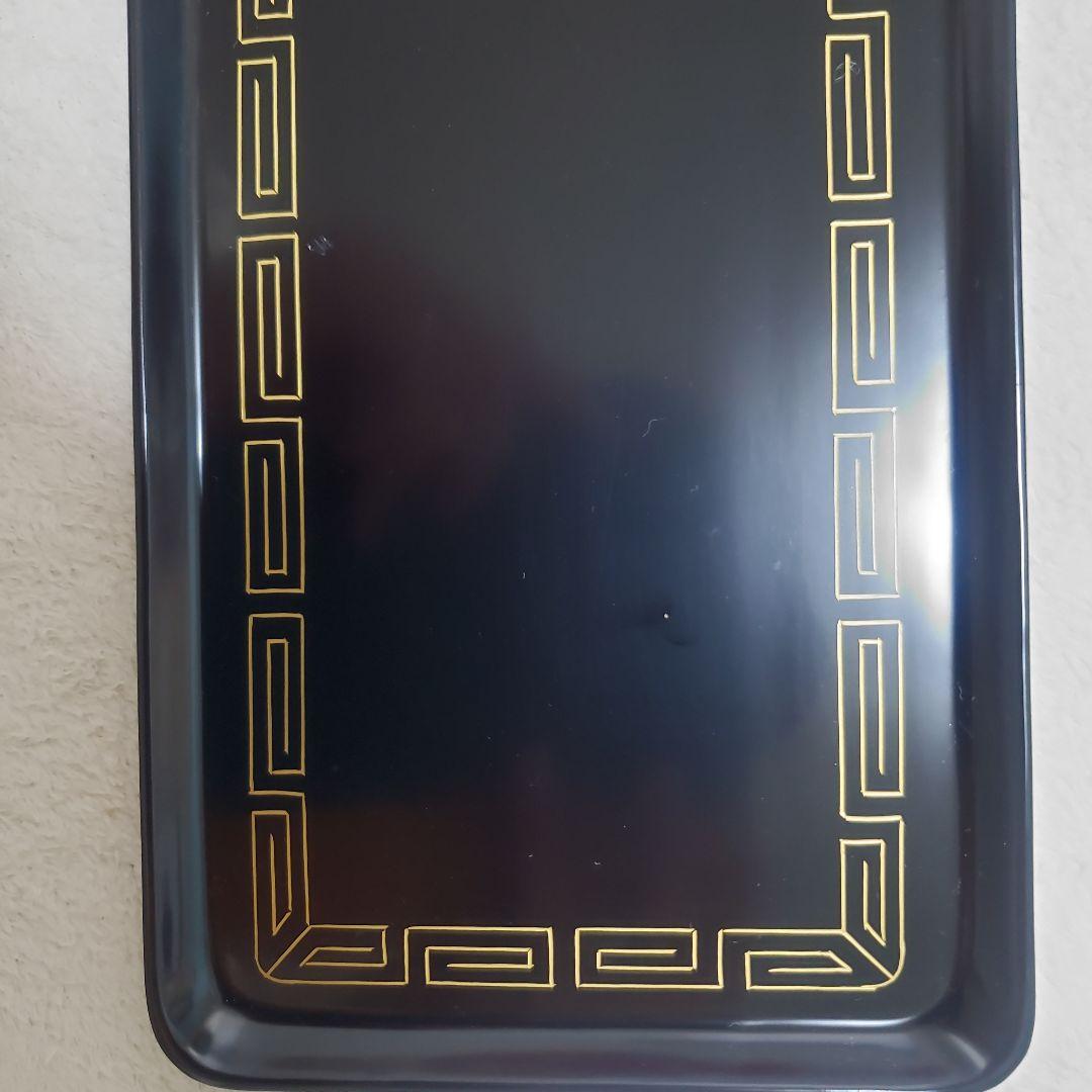 輪島塗 皿 黒色 金色模様