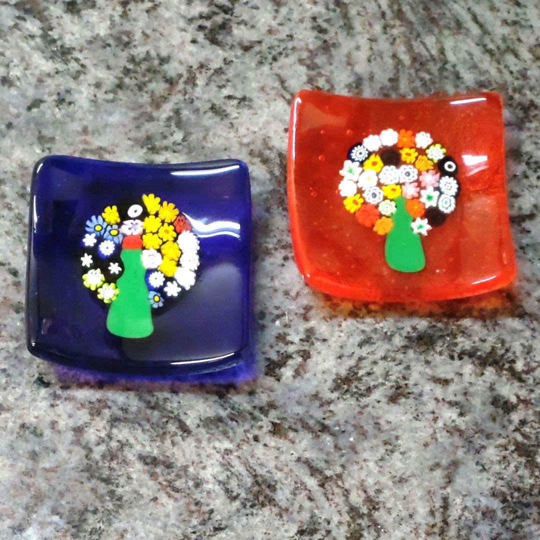 ベネチアンガラス ミルフィオリ ムラーノガラス 角皿 2枚セット - メルカリ