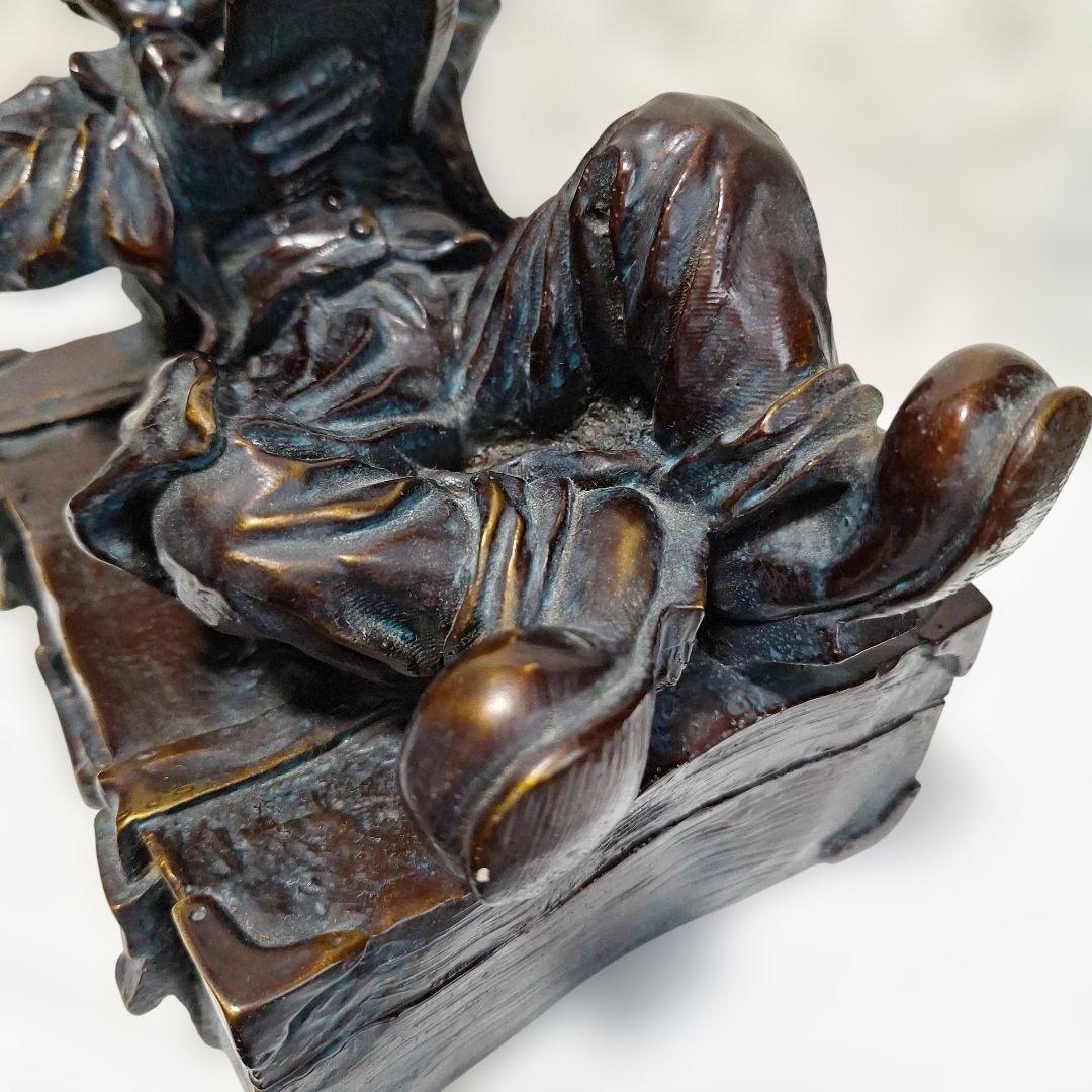 置物 ブロンズ像 本を読む少年 インテリア アンティーク オブジェ 希少